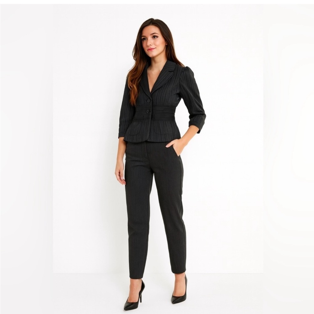 My Michelle Black Pinstripe Blazer